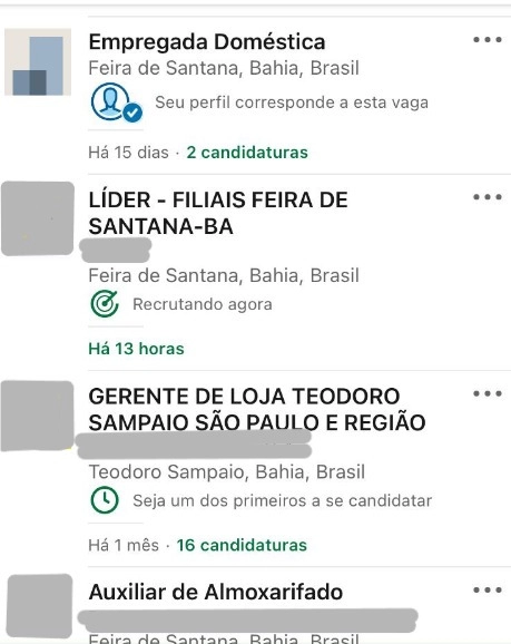 Sugestão de vaga de diarista no perfil de Karla Souza no LinkedIn. Imagem: Arquivo pessoal